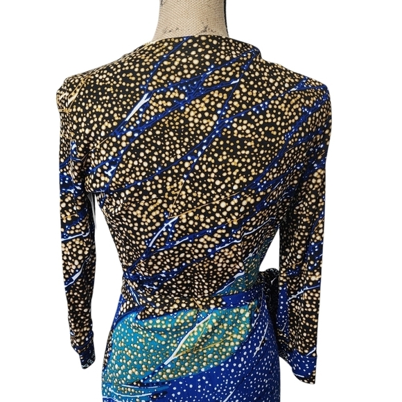 NWT Diane Von Furstenberg DCF 100% Silk Midi Abstract Wrap 3/4 Sleeve Dress - 8 - Picture 6 of 10